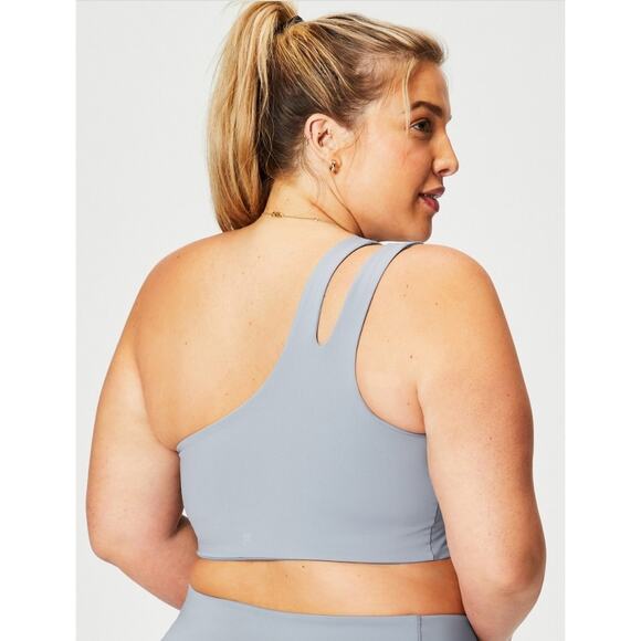 Fabletics Gray Asymmetrical Double Strap Midi Bra NEW Women's XXL 1X - Picture 2 of 10
